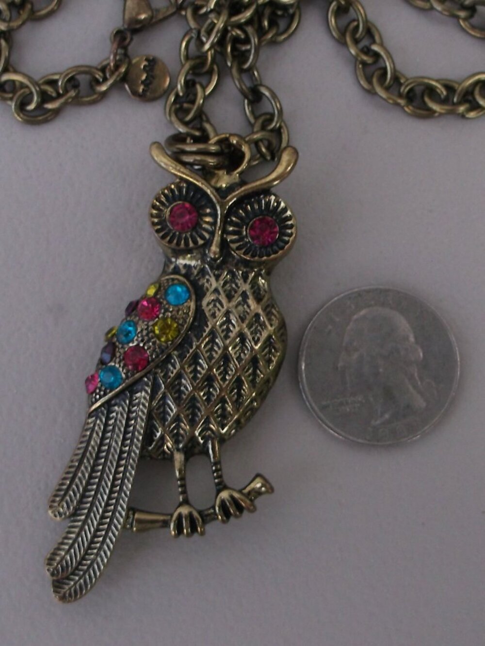 Animal Charm Jewelry Bundle – Owl & Elephant Necklaces + Pins + NWT Wood Box - Picture 5 of 14